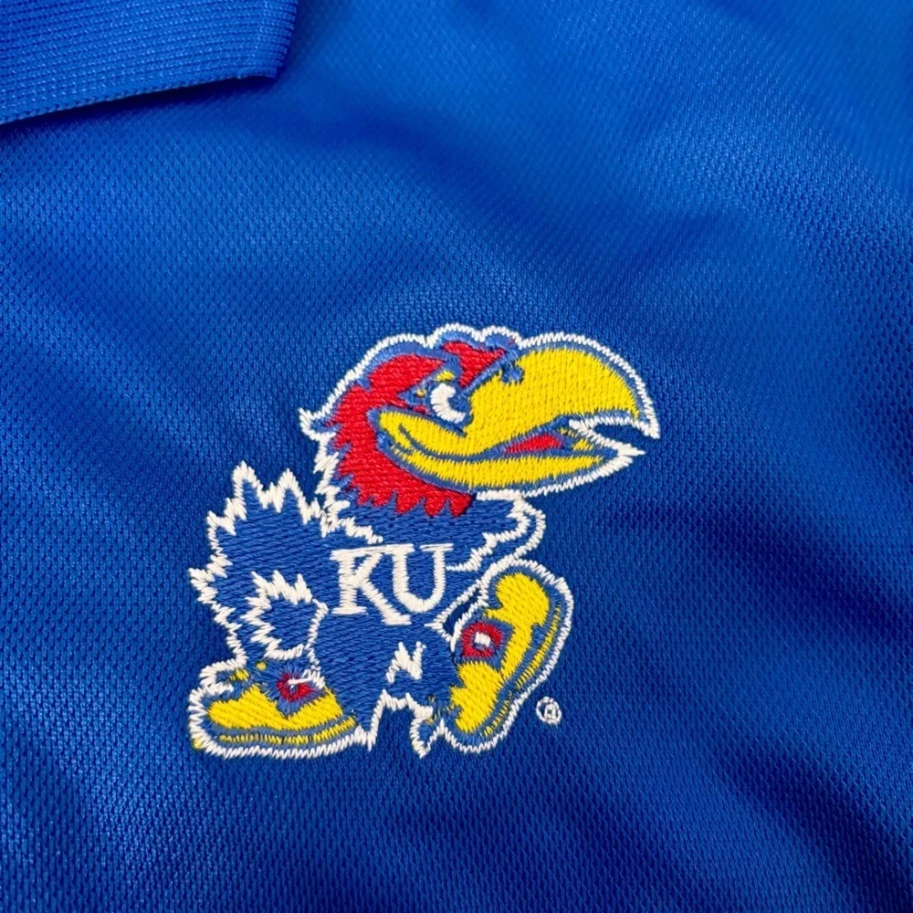 Adidas Kansas Jayhawks Men's XL Blue Climacool Polo Shirt NCAA Fan Gear